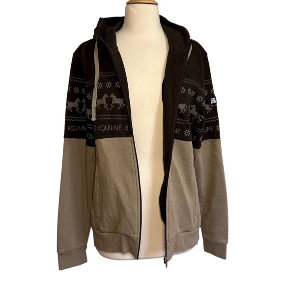 Equiline Nilvian Full Zip Hoodie with Winter Print & Horses, Womens size XXL - Picture 5 of 16